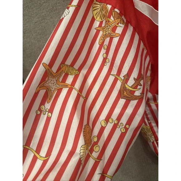 VTG 90's Casual Isle Red Stripe Beach Windbreaker Nautical Seashell Jacket XL - Picture 6 of 15